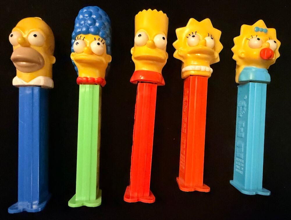 Vintage The Simpsons PEZ Dispenser Complete Set 5 Homer Marge Bart Lisa Maggie